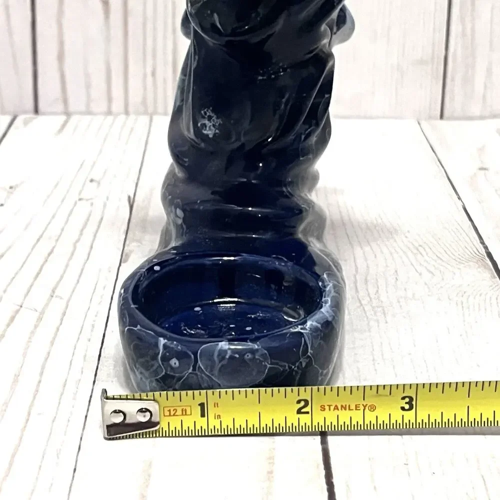 Vintage Ceramic Dolphin Figurine Oil Diffuser Candle Holder Blue Marble Finish